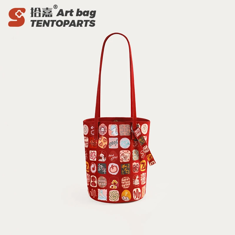 【直播专属】福韵满格水桶包新款大容量原创斜挎通勤包