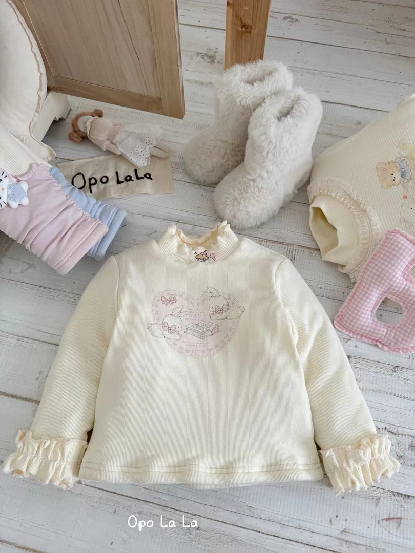 女童米色卡通蚕丝夹棉打底衫（OPO-7213-冬A）汉服