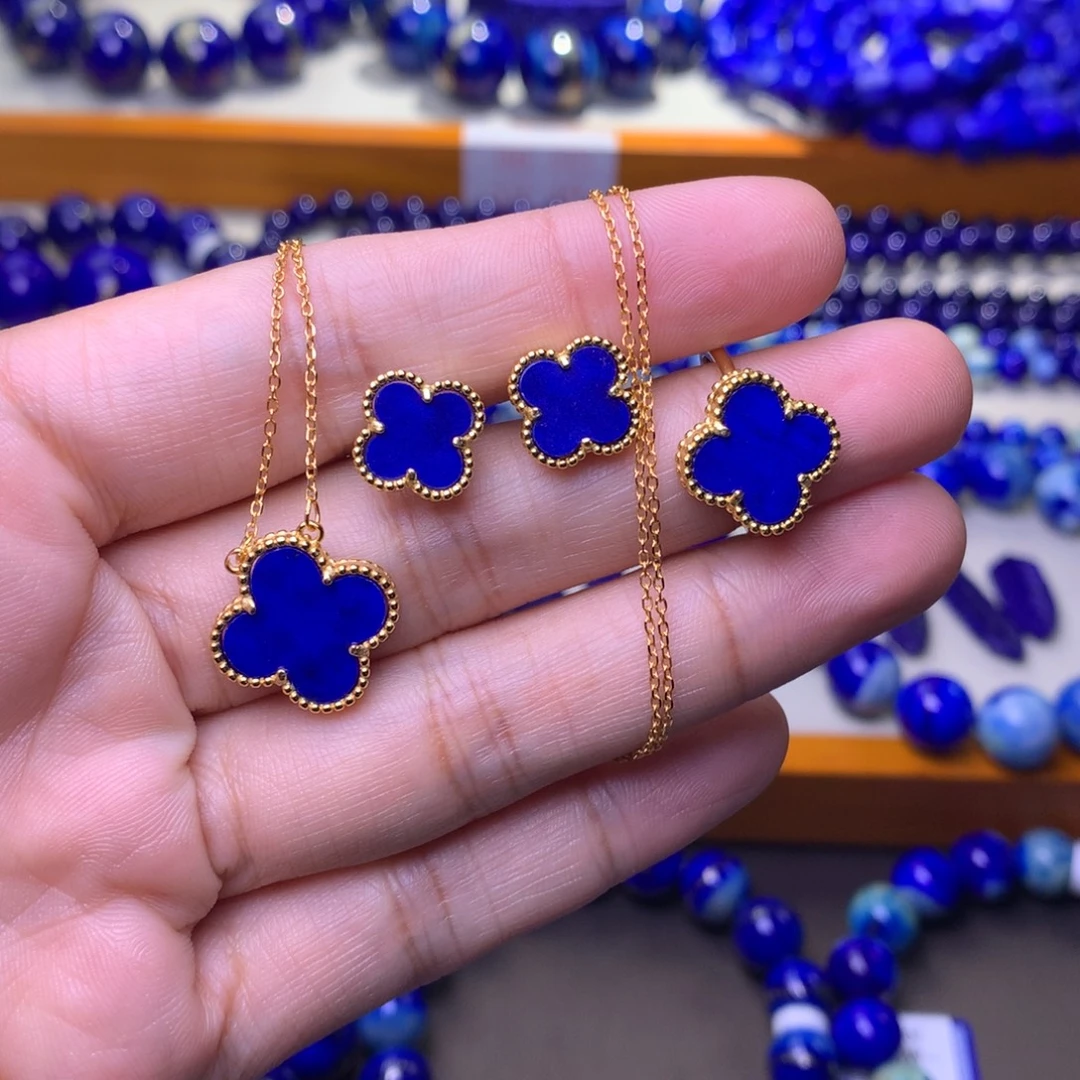 青金石银S925镶嵌耳钉➕戒指➕项链