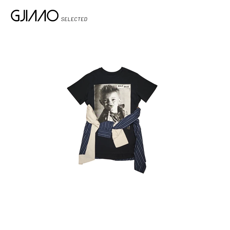 25068 腰拼接条纹衬衣小男孩T恤