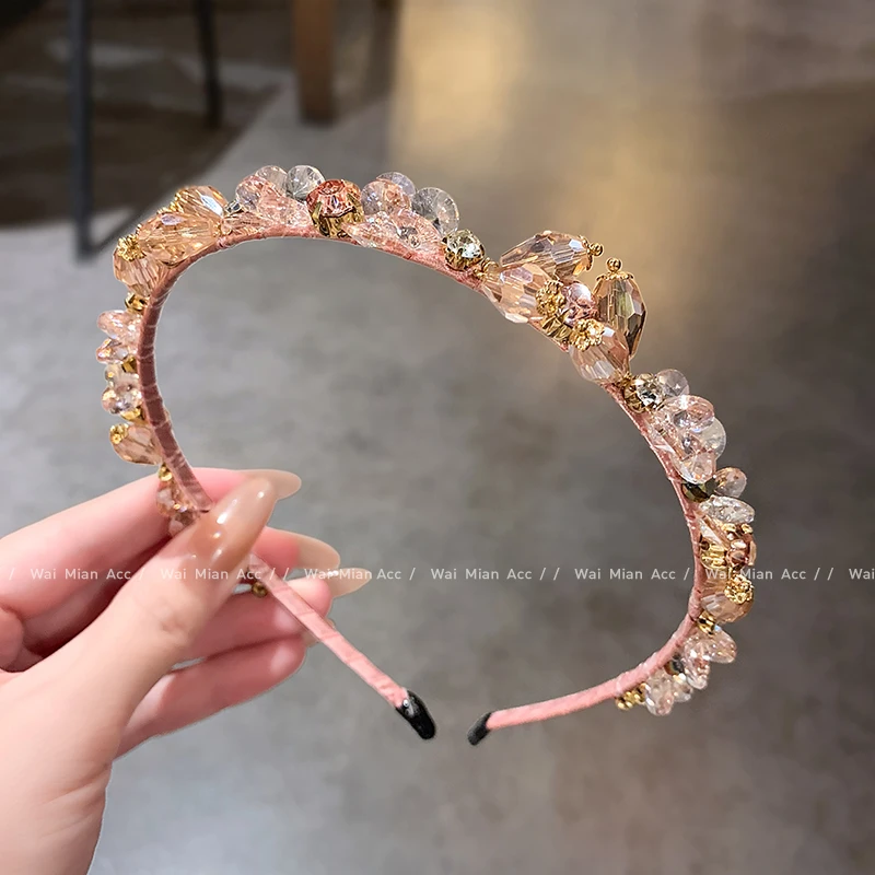 新款水晶发箍高级感时尚镶钻高颅顶头饰女网红轻奢外出压发头箍