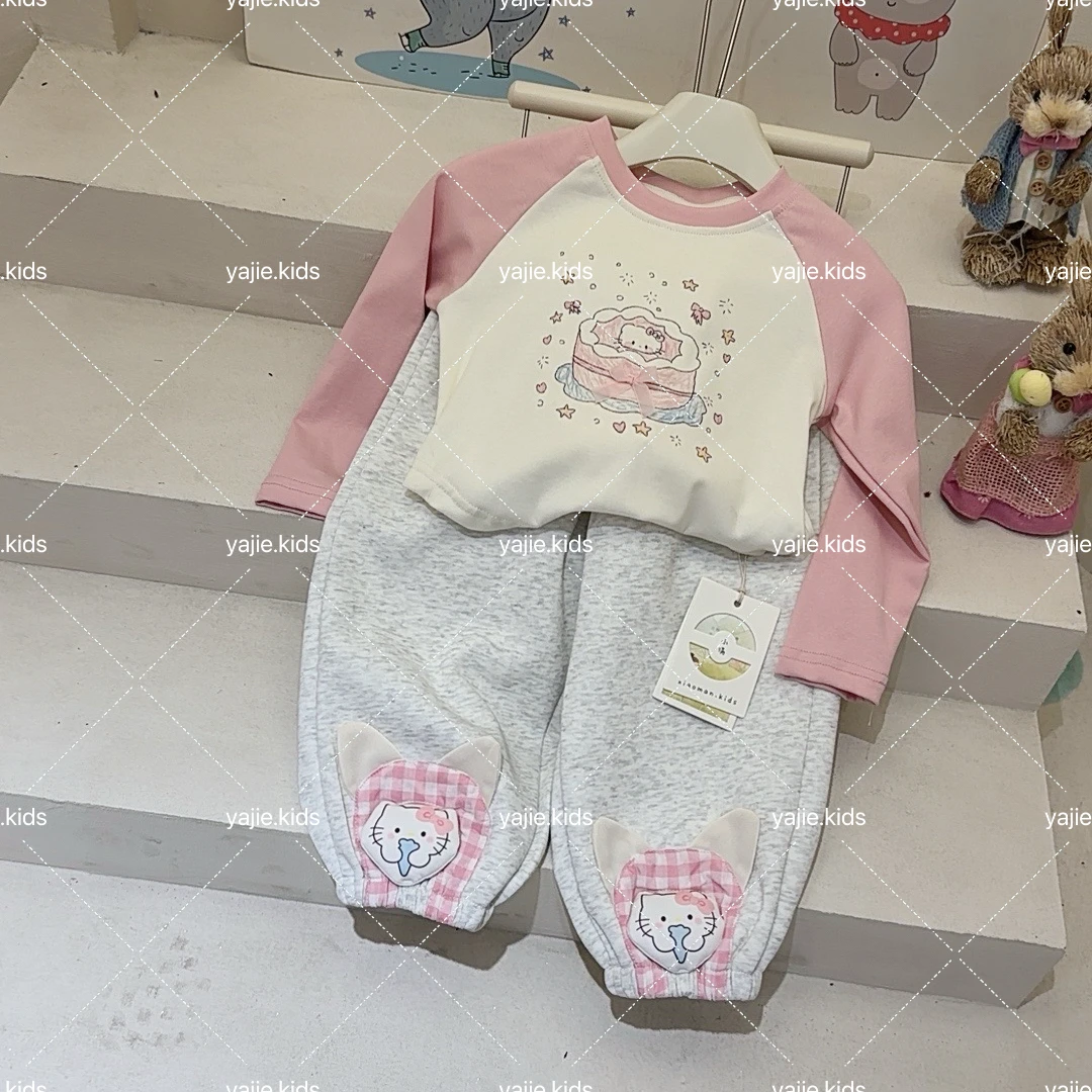【千伶百俐】XM.25女童春装新款猫咪套装组合HD232（汉服）X601+X605