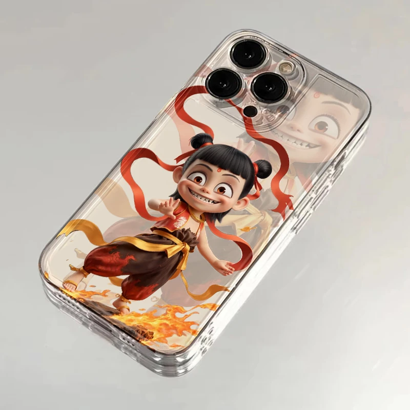 卡通重影小哪吒适用iPhone16苹果15手机壳华为vivo小米15oppo软套