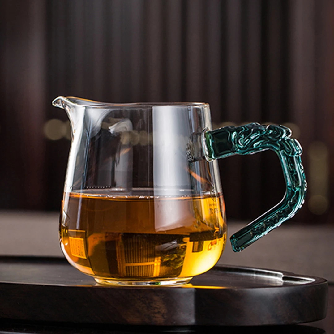 漫佳 朱雀纹把公道杯 高透耐热玻璃 高档创意宫廷元素手柄 ≈300ml