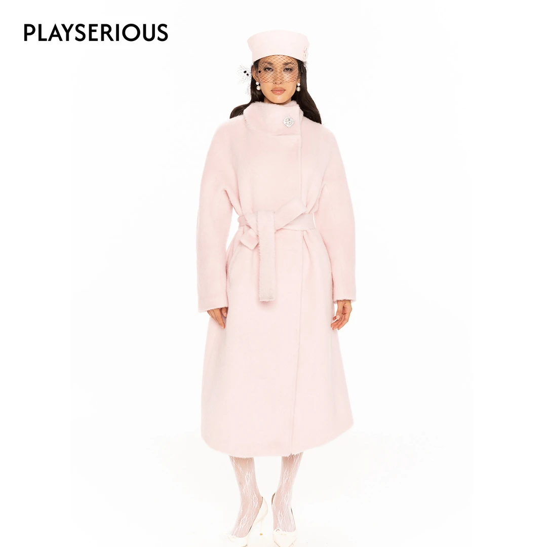 PlaySERIOUS 【方圆同款】Nana 25秋冬新款立领钻扣纯色长款大衣