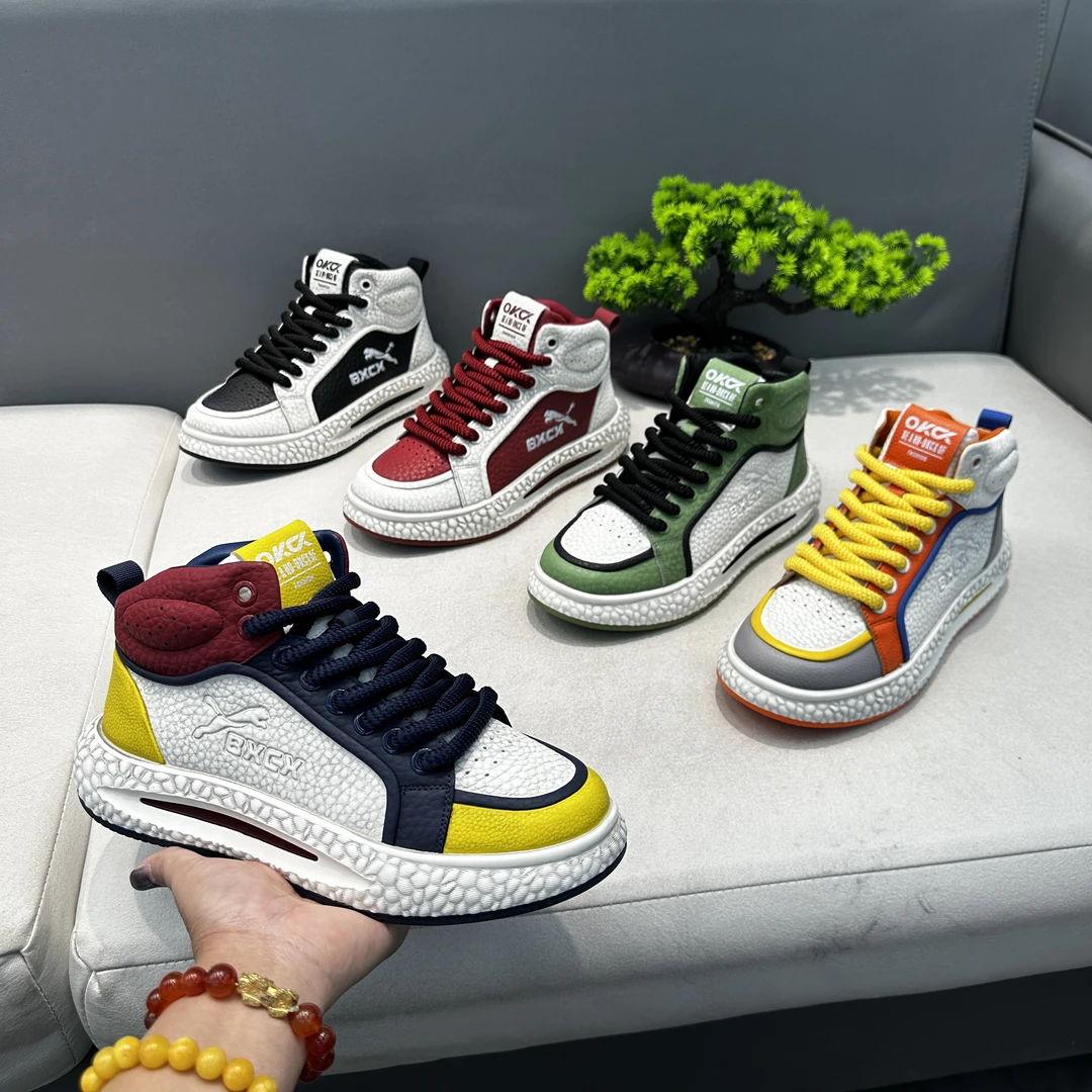 冬季新款男士高帮拼色厚底舒适轻便百搭潮流休闲运动鞋