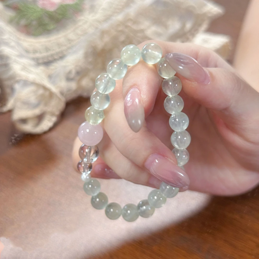 葡萄石-柚子珠宝天然野石葡萄石散珠手串DIY