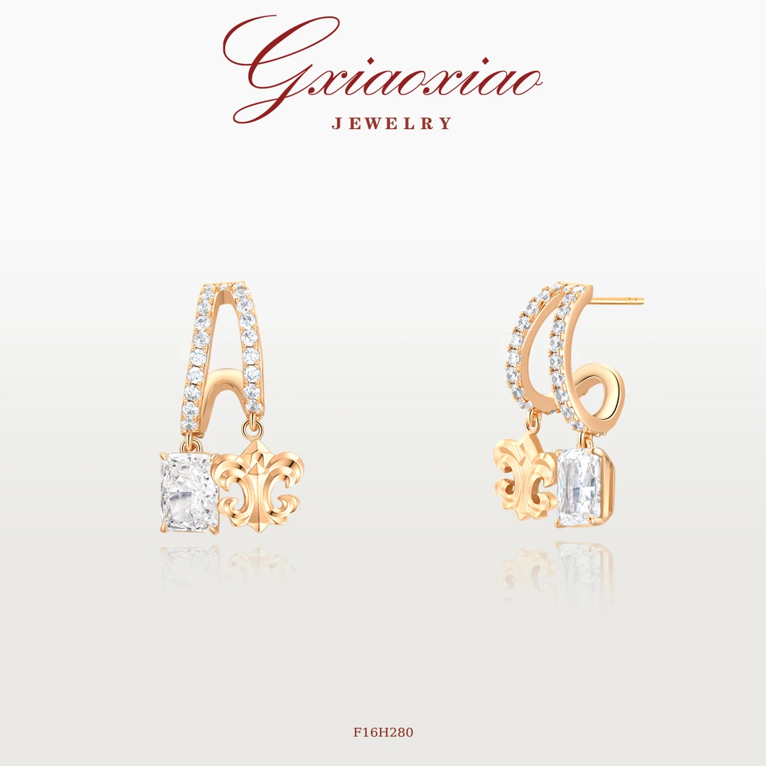 G XIAOXIAO 耳饰法式高级感鸢尾花方糖耳环 F16H279 F16H280