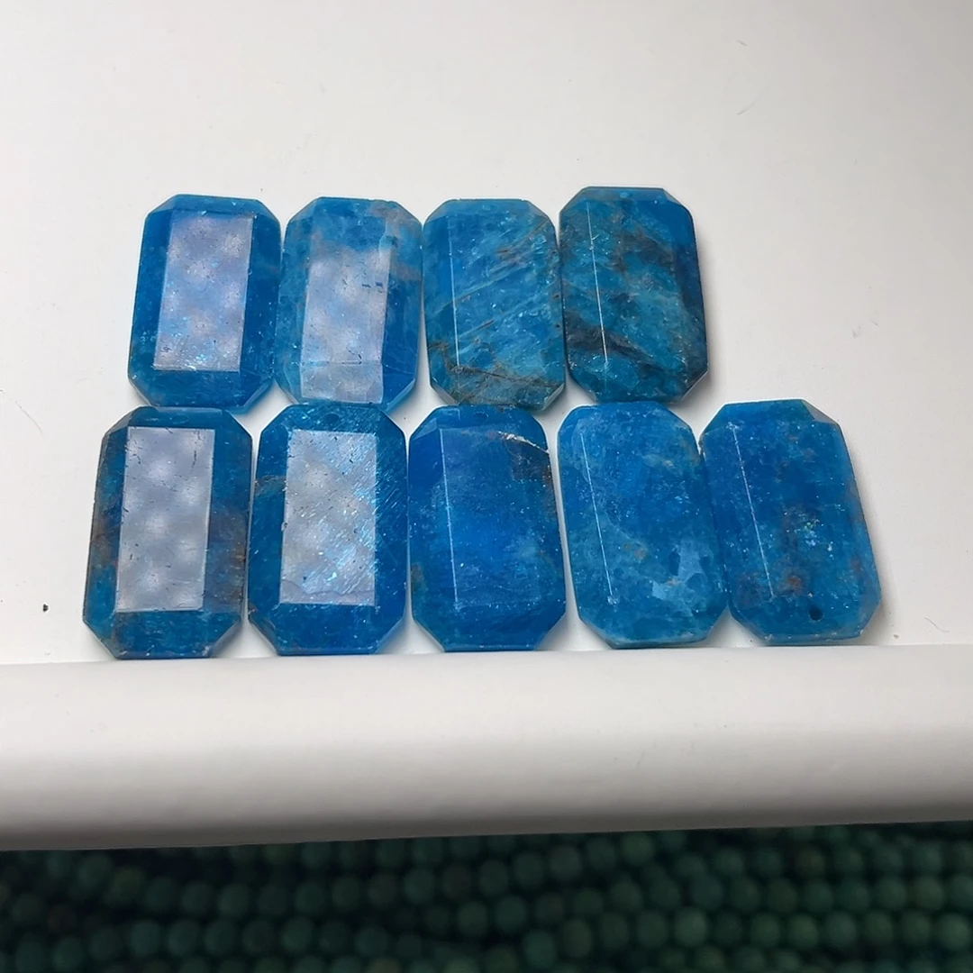 玛瑙/玉髓合金珠宝半成品V673。34*19mm天然蓝磷辉无事牌一个