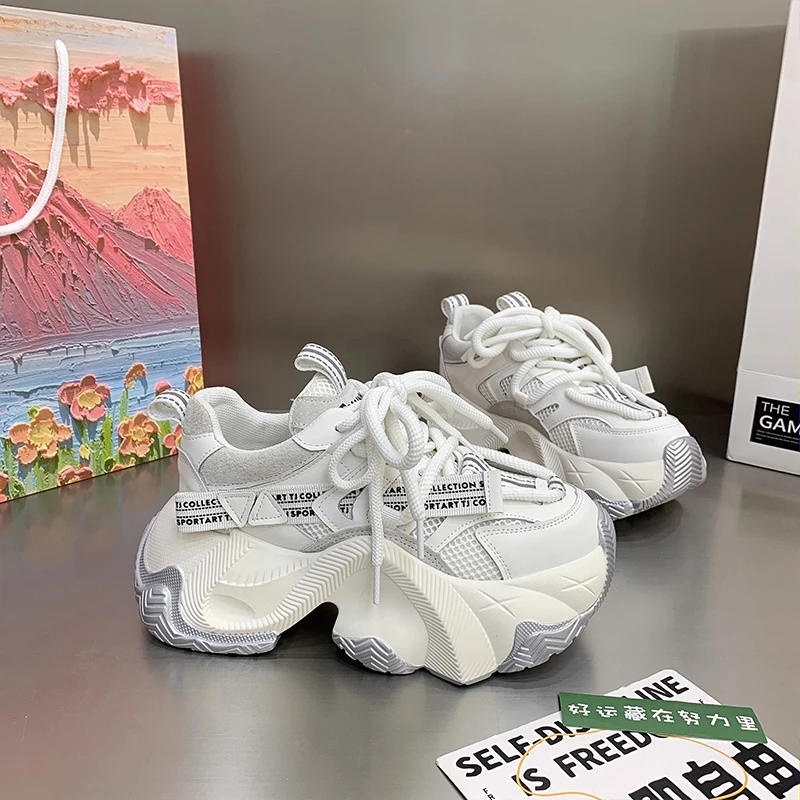 厚底增高老爹鞋女2024春季新款女鞋网面透气休闲运动鞋 XW2