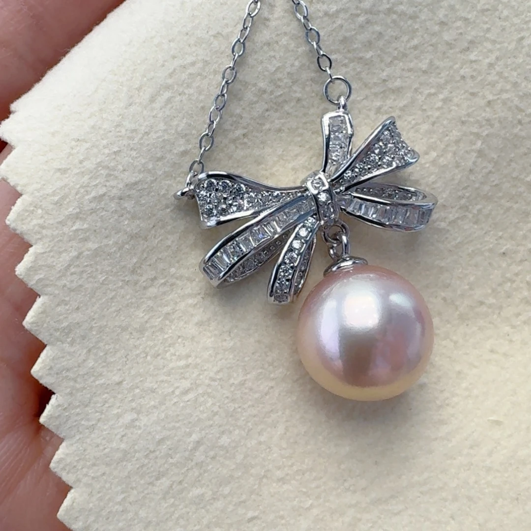 银S925镶嵌淡水珍珠颈饰@@hf049