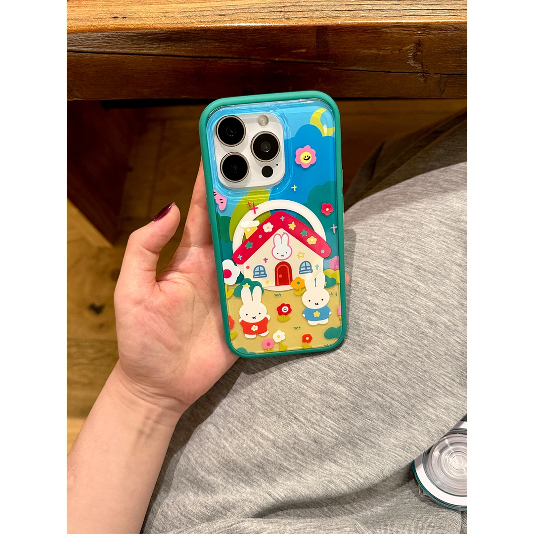 适用苹果16手机壳iPhone15/14promax可爱兔兔小房子手机保护套