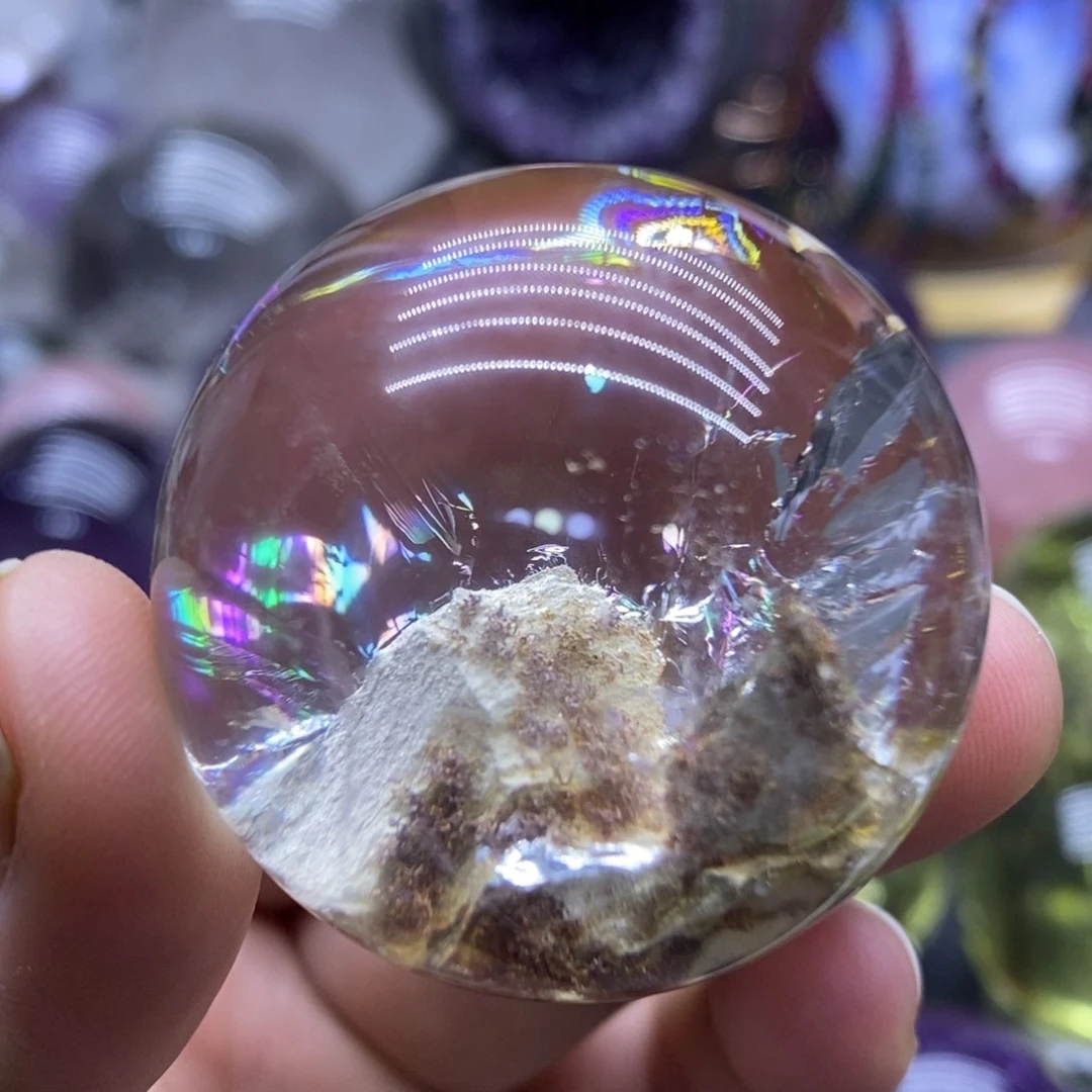 未镶嵌珠宝半成品水晶222双面爆彩晶中晶红幽灵