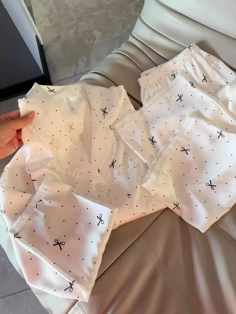 【DMXJ大梦想家】甜美少女蝴蝶结印花睡衣女春秋季2025新款家居服女