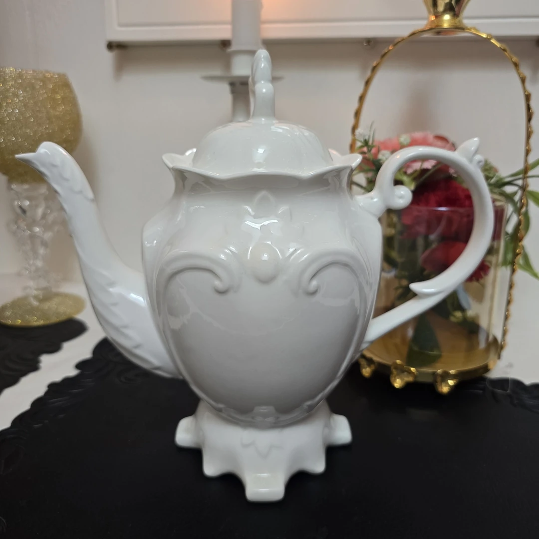 （hasoy新疆包邮）新款白色法式轻奢陶瓷壶宫廷风耐热水壶陶瓷茶壶