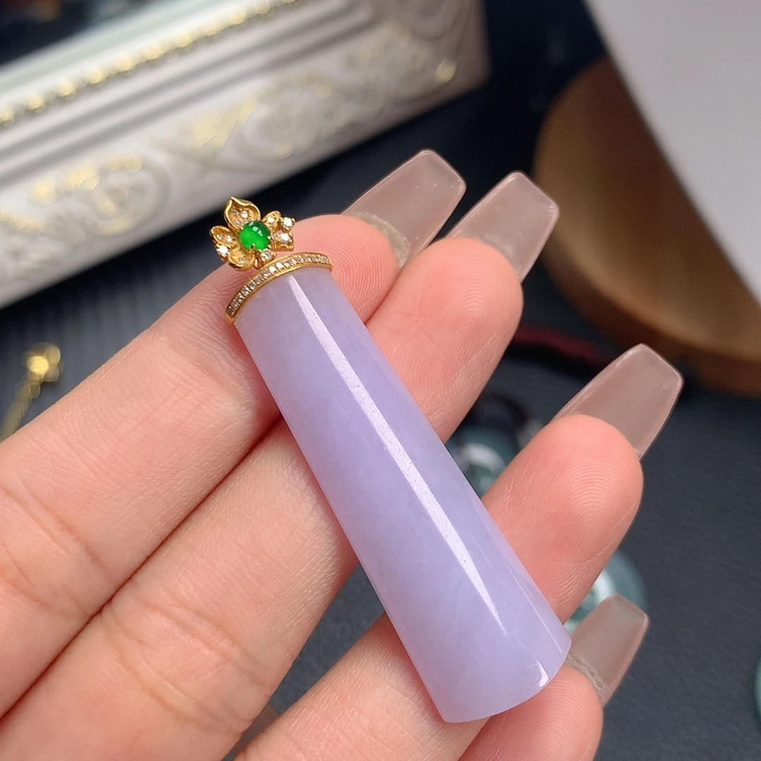 吊坠(不含链)18K金镶嵌翡翠