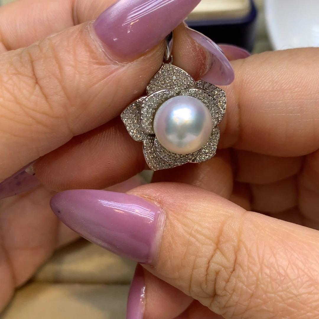 颈饰银S925镶嵌海水珍珠