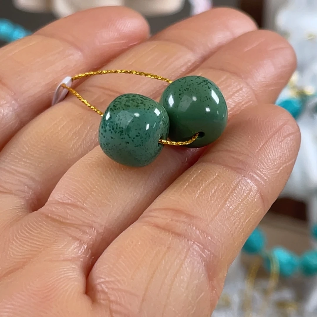 绿松石未镶嵌套链高瓷玉化绿老型珠10.8mm