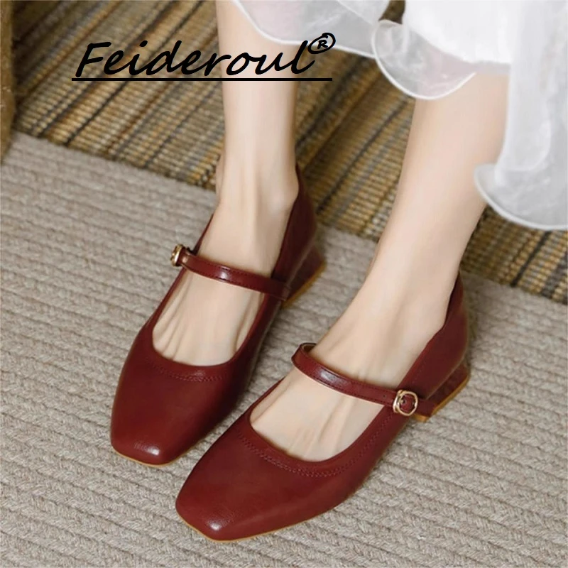 Feideroul2025红色超软小羊皮单鞋旗袍复古中式订婚高跟鞋女婚鞋