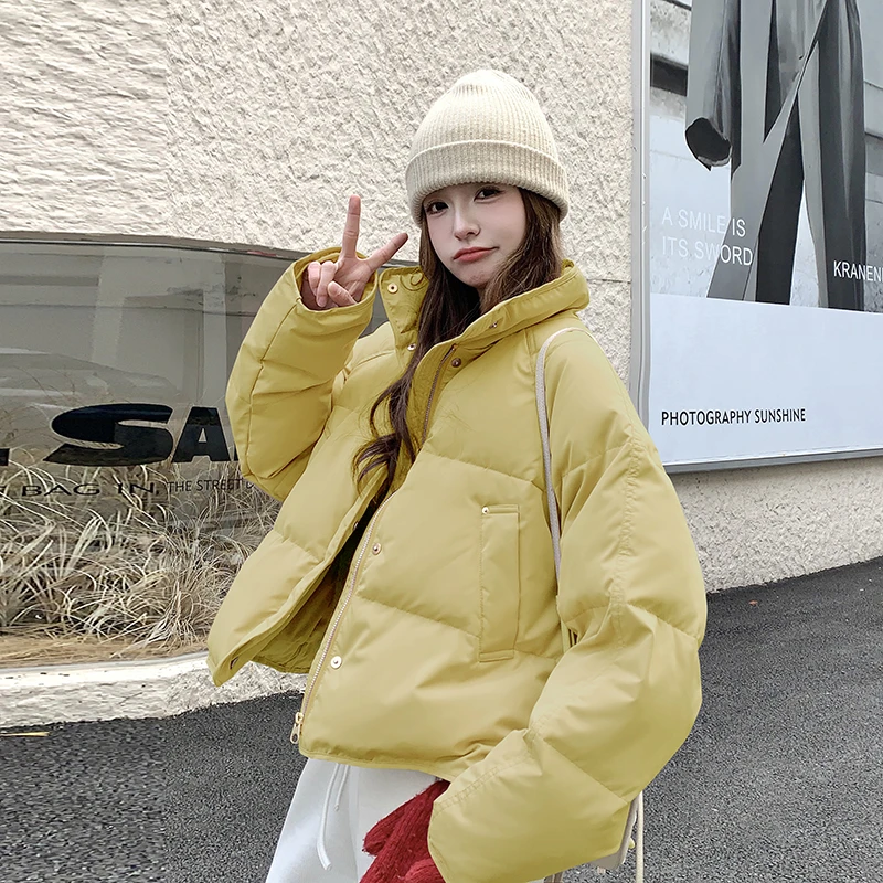 小个子立领短款羽绒服女冬2025新款韩系超好看保暖加厚白鸭绒外套