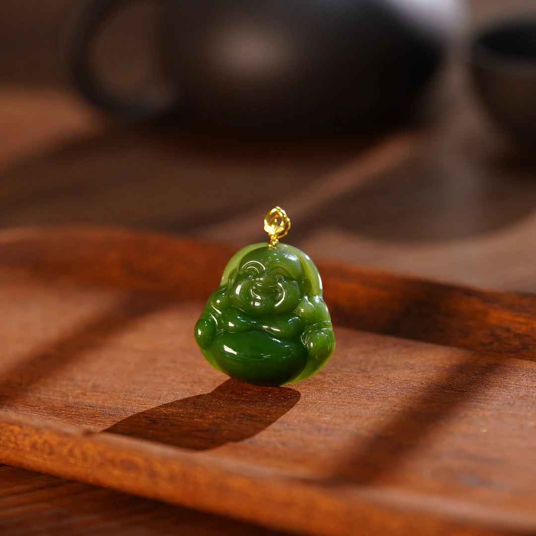 【抖音选品中心】18K和田玉碧玉佛公吊坠 30*30*9  APR042