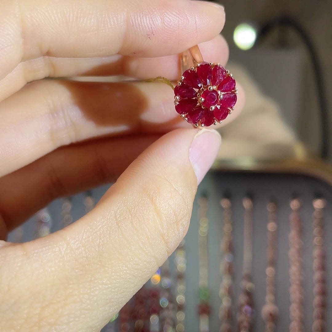 红宝石戒指银S925镶嵌