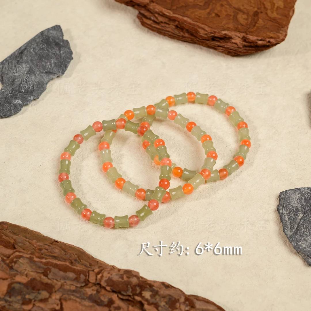 【倔老头工厂】】和田玉DIY设计竹节手串 时尚款约6mm+/多样性发一