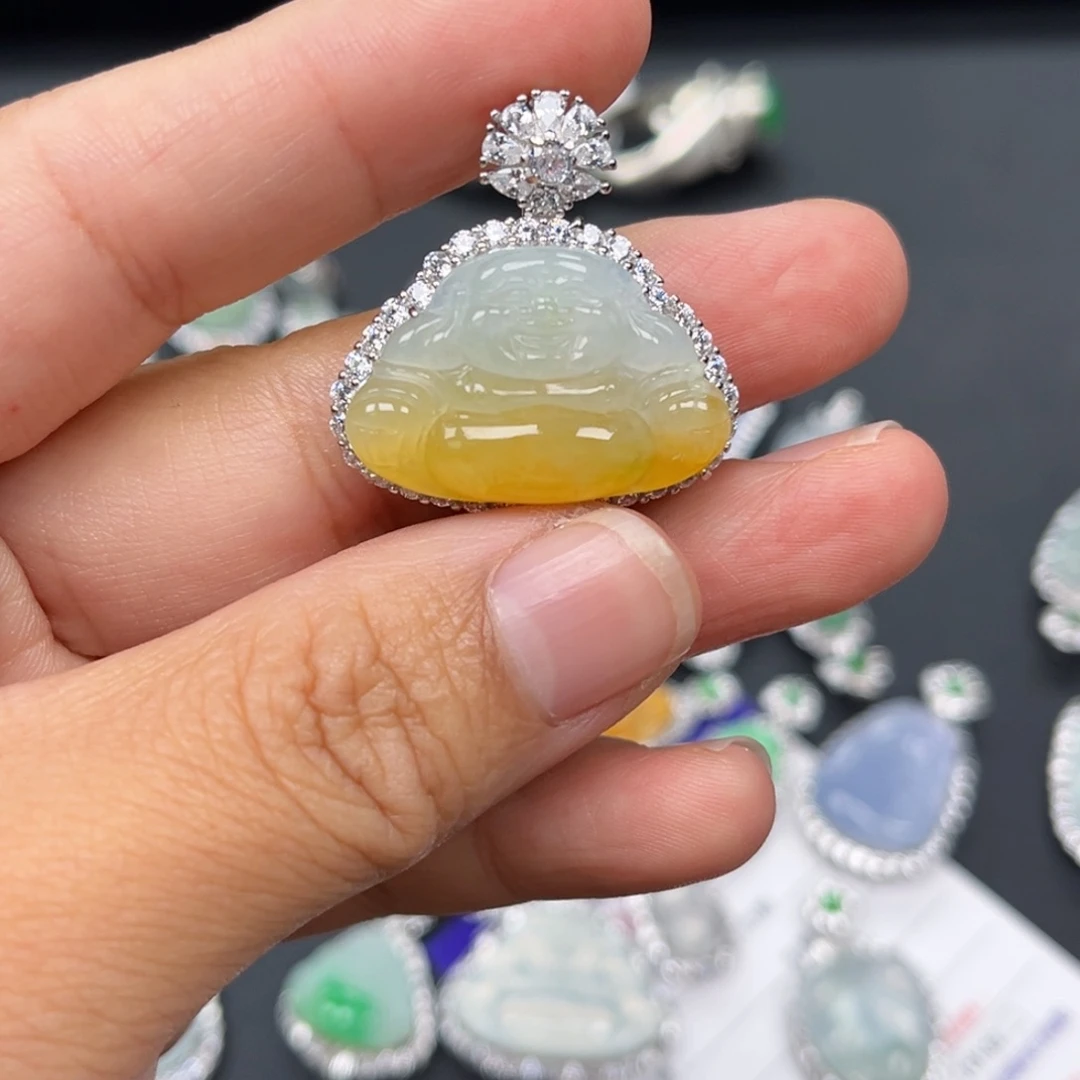 翡翠银S925镶嵌吊坠(不含链)