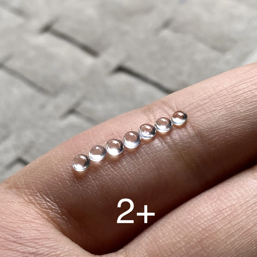 顶圆！媲美钻s！天然缅料翡翠玻璃种小蛋面顶珠