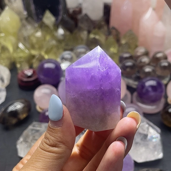 水晶珠宝半成品未镶嵌4紫水晶柱