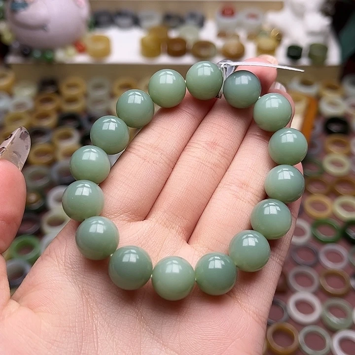 和田玉未镶嵌戒指卡12一细粉青