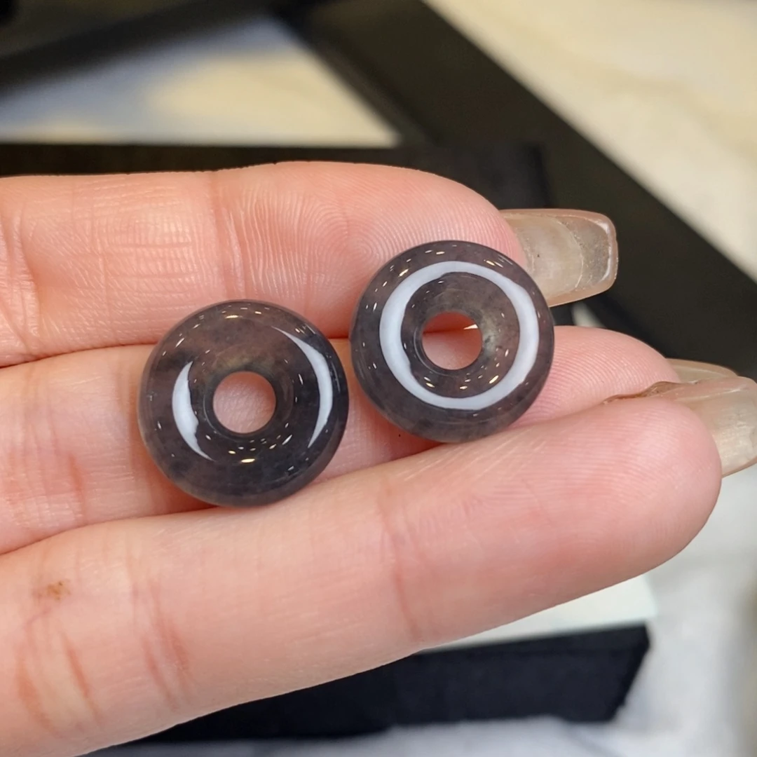 翡翠耳饰未镶嵌冰乌鸡甜甜圈