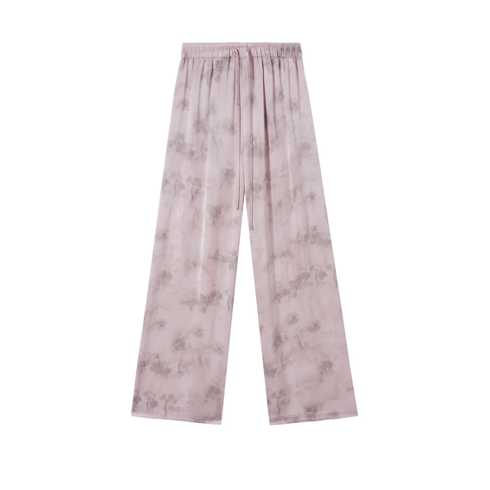 A 10089晕染缎面直筒女装坠感阔腿裤