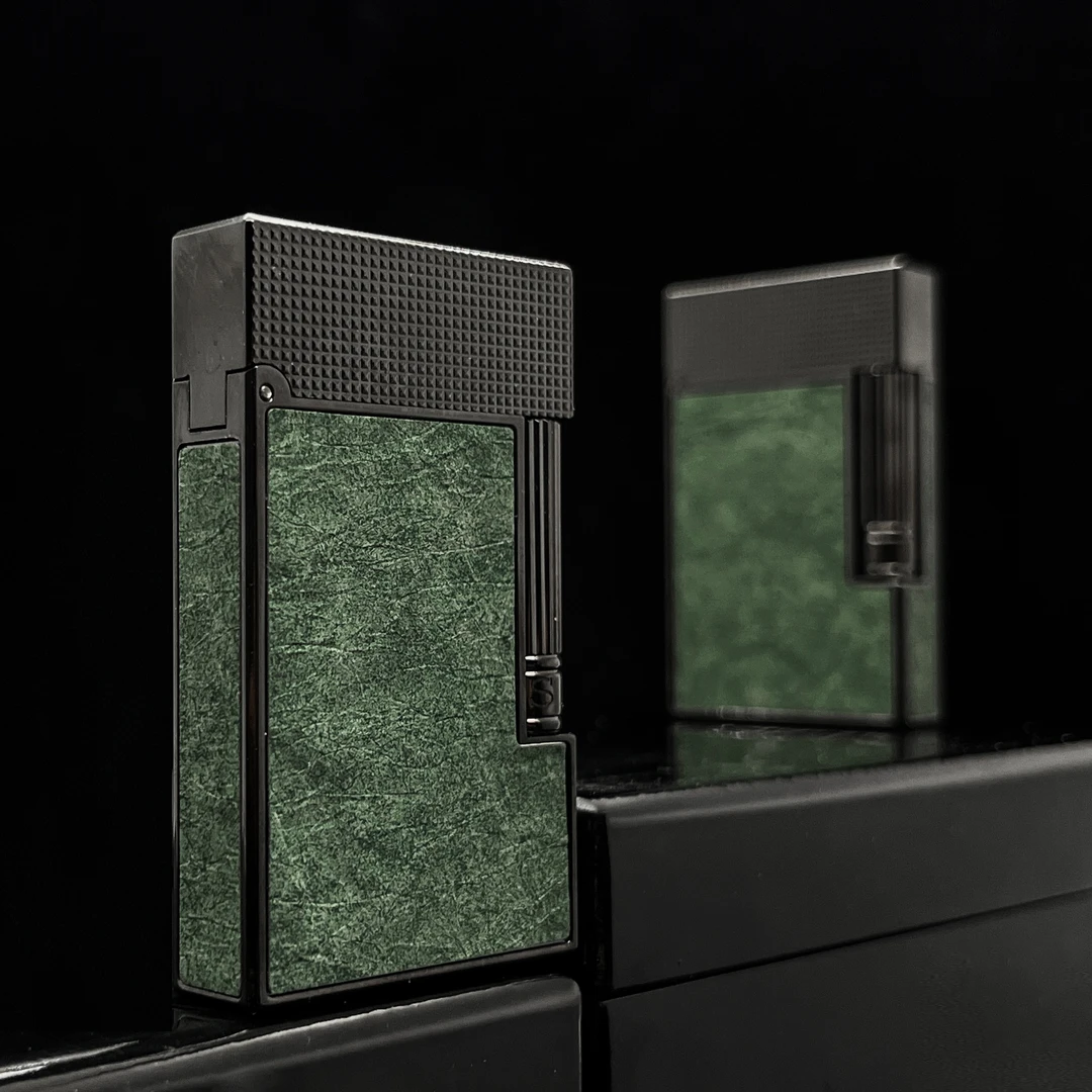 KELEISI@SS【黑头 · 四面 · 松石绿 皮】充气朗声打火机 裸机