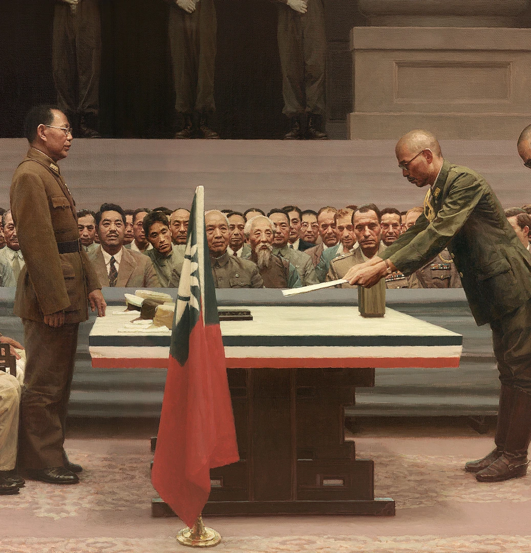 日本战败无条件投降挂画纪念装饰画爱国主题客厅背景受降仪式壁画