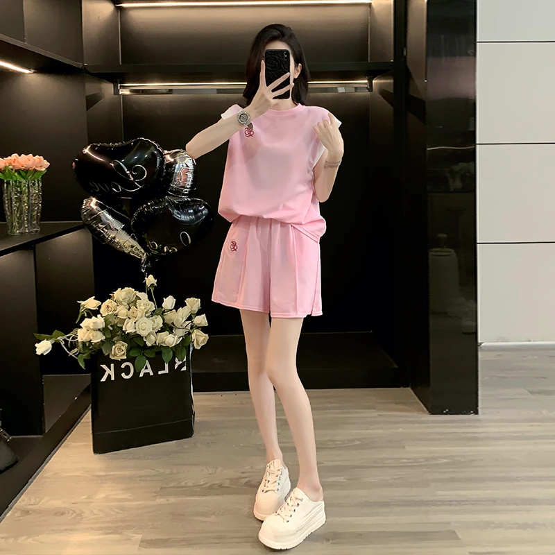 网红女装时尚气质套装休闲运动夏季洋气阔腿减龄宽松设计感显瘦