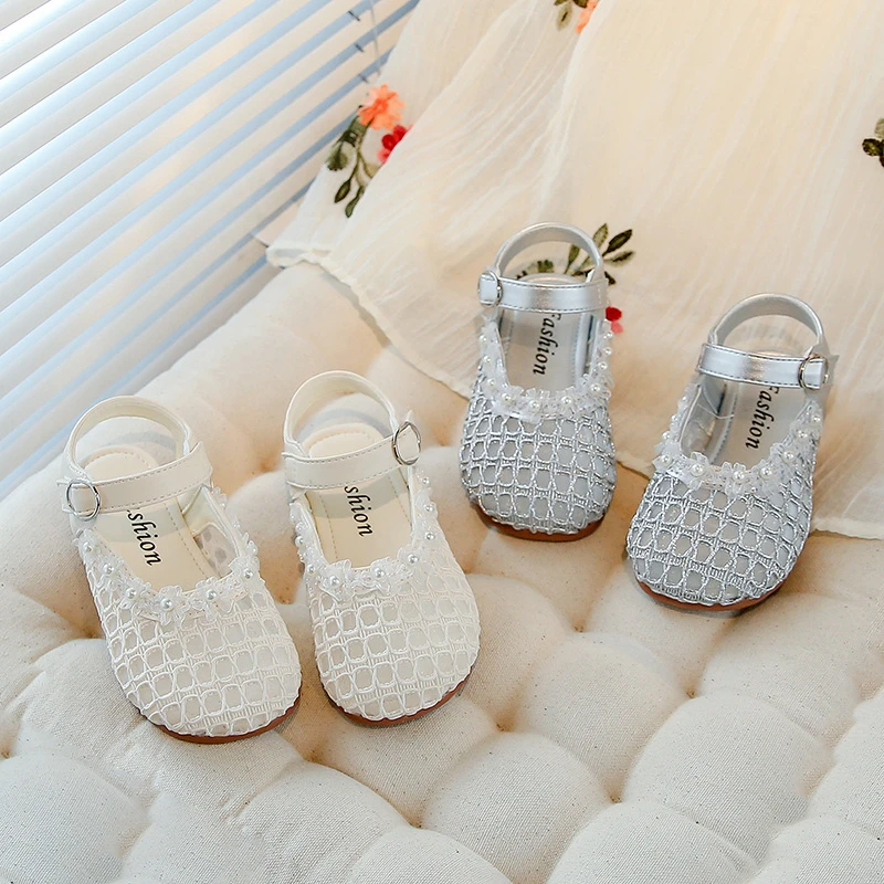 【甜美风】小女生蕾丝花边公主鞋2025夏季新款女童包头编织洞洞凉鞋