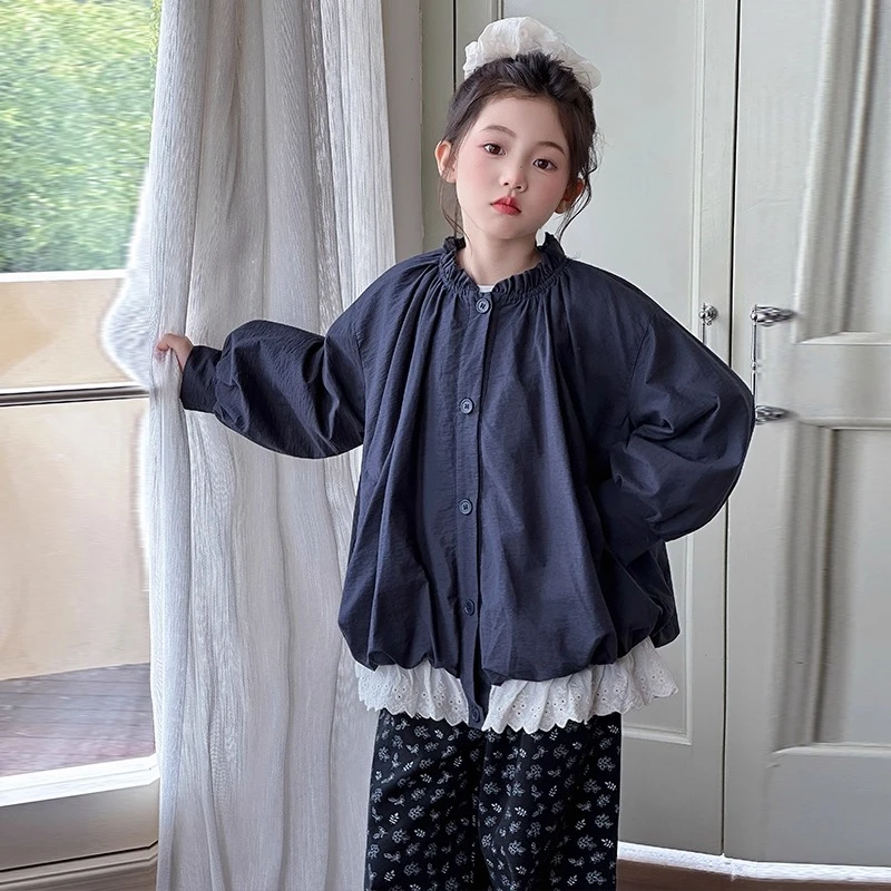 女童外套春秋2025新款韩版儿童超好看花苞上衣大童长袖时髦夹克潮