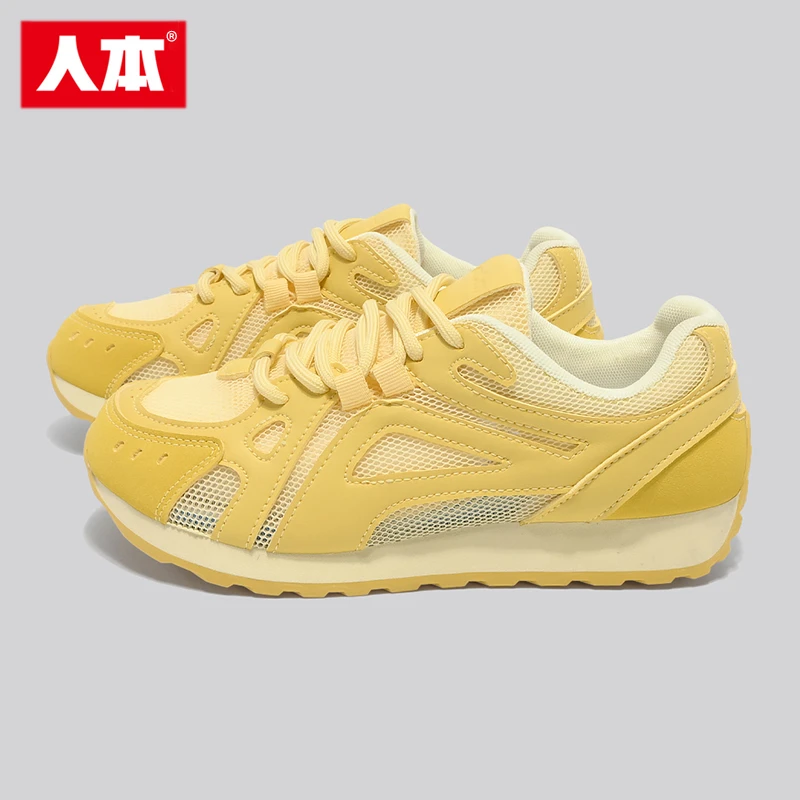人本女鞋阿甘鞋女款2025新款夏季网面透气平底鞋子时尚休闲运动鞋