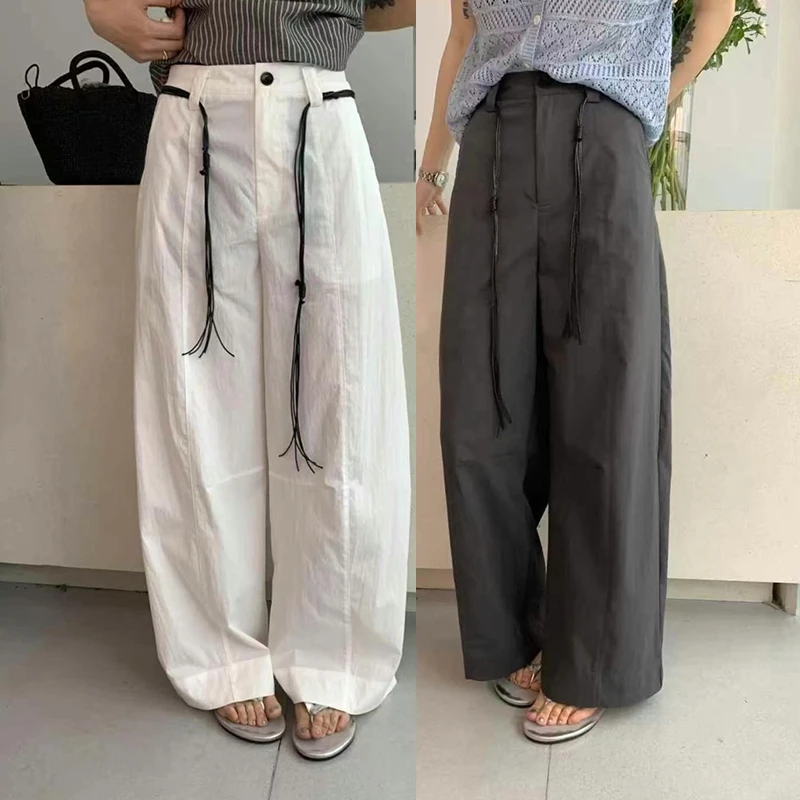 韩版夏季高腰显瘦百搭速干长裤女新款宽松百搭休闲裤阔腿裤工装裤