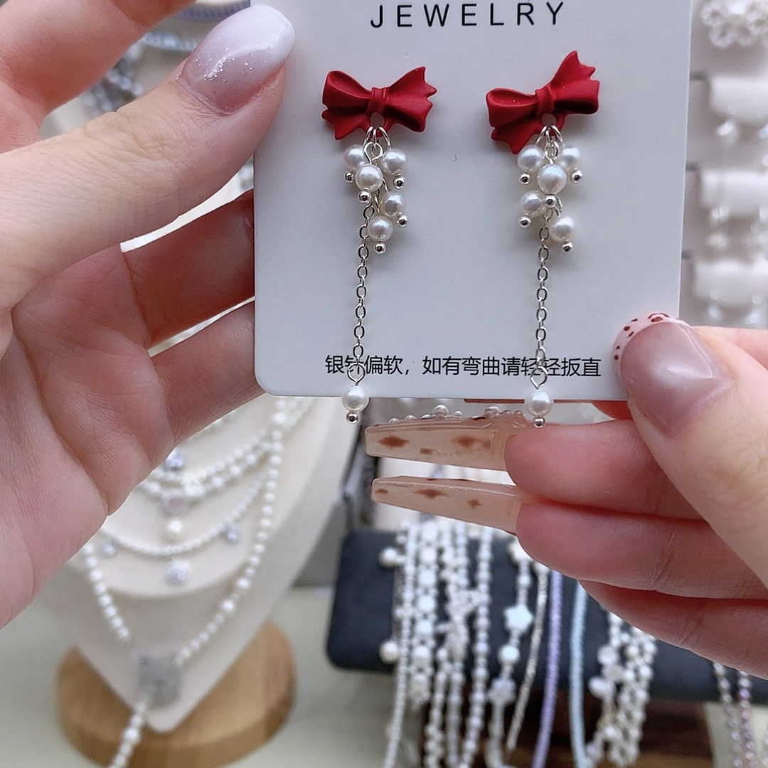 银S925镶嵌淡水珍珠耳饰