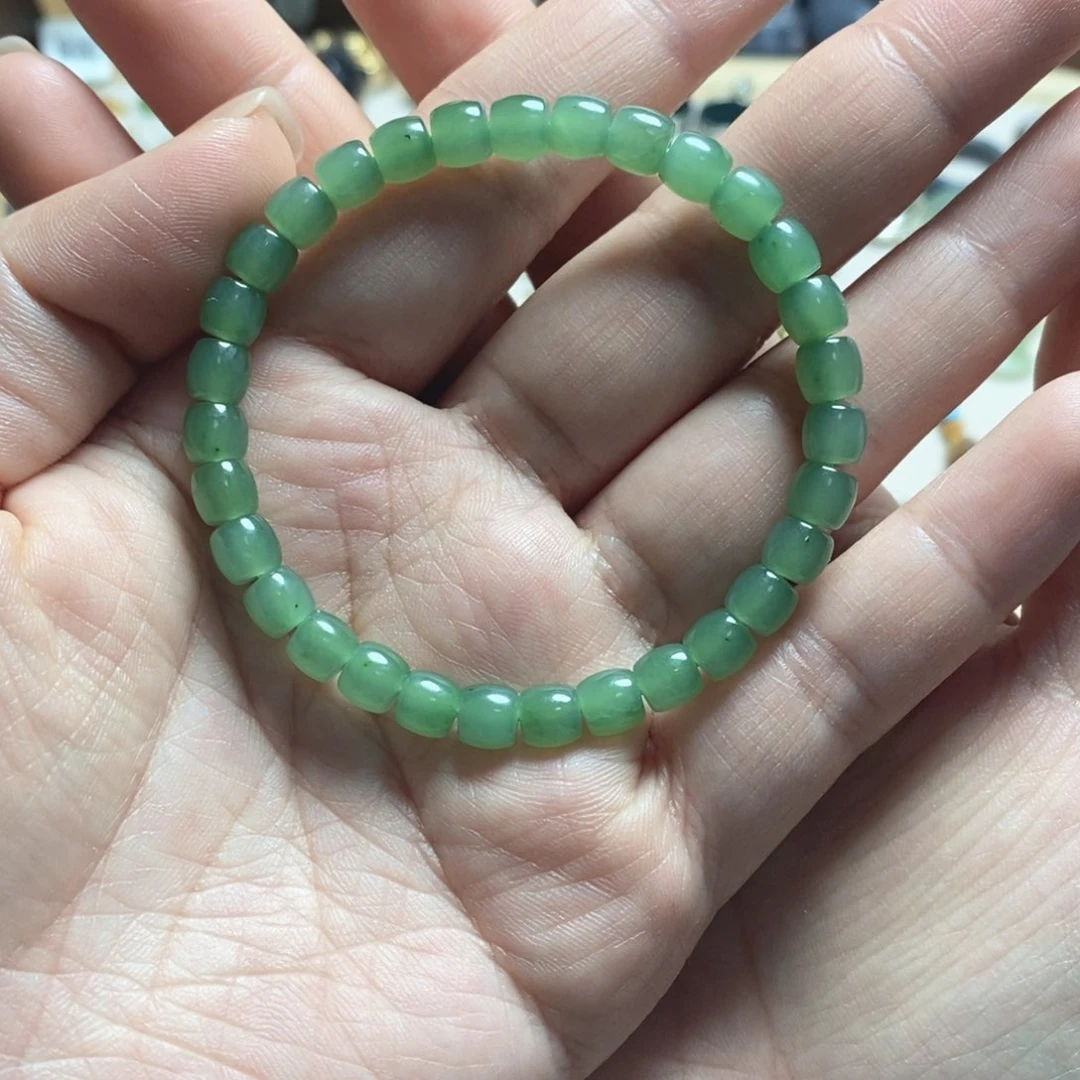 未镶嵌手绳和田玉碧玉爆米花圆珠卡8mm