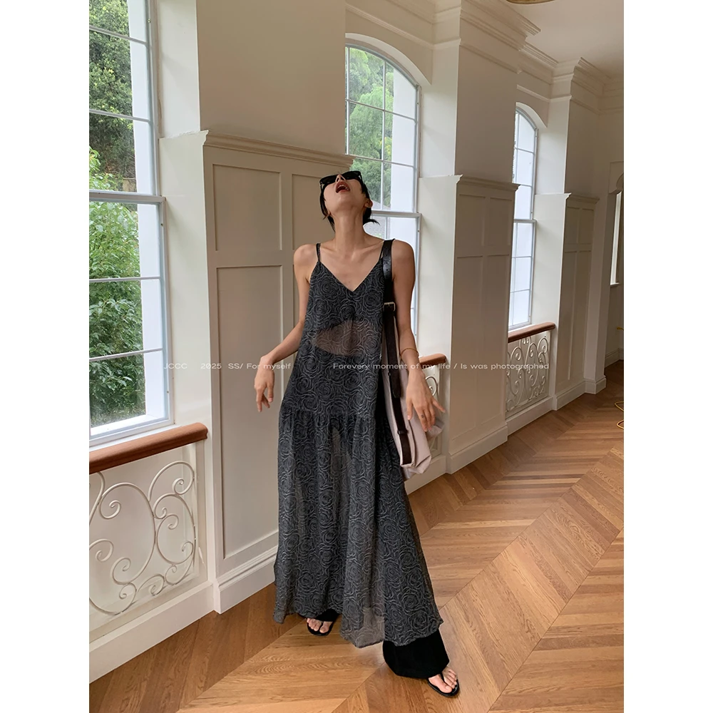 JCCC影子【仲夏夜纱】深灰色“度假系列”炒色轻薄感连衣裙JE5DSL11