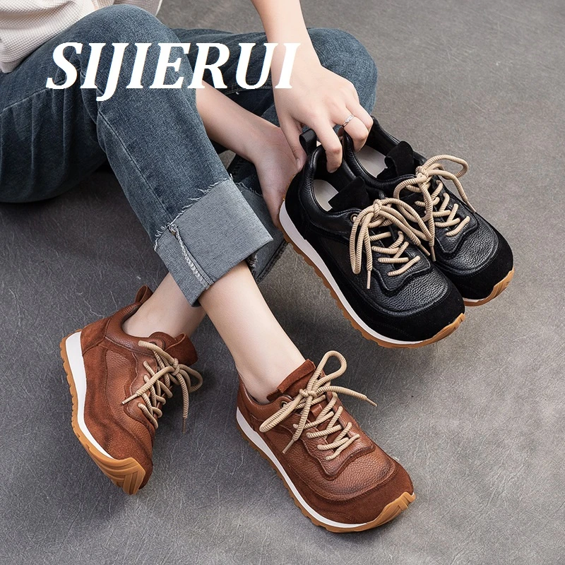SIJIERUI2025秋冬新款厚底运动休闲德训鞋复古单鞋舒适学院风女鞋