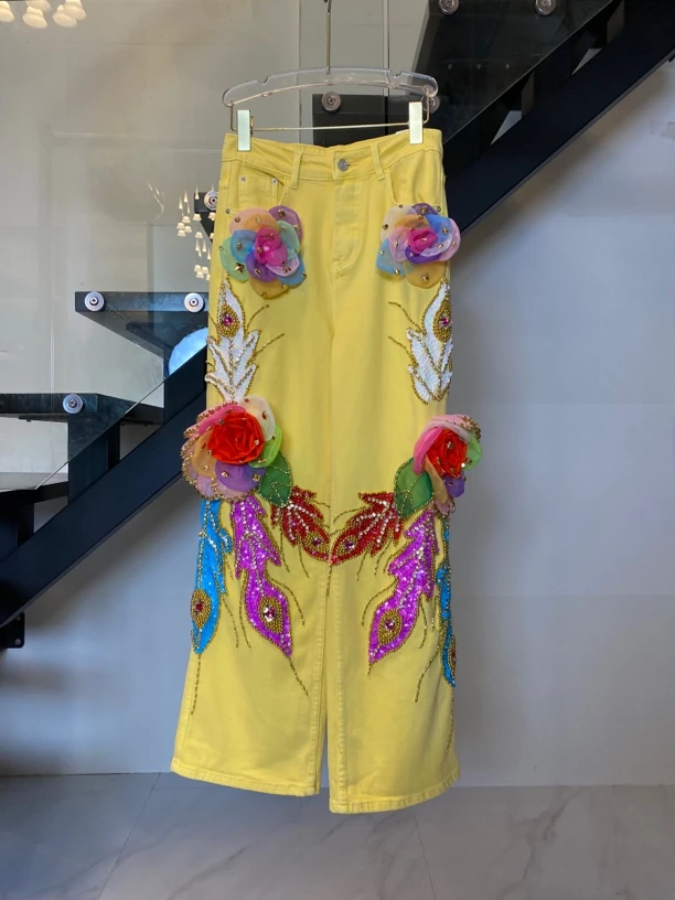 Dada设计款新款重工个性款休闲时尚百搭亮色牛子裤C11359