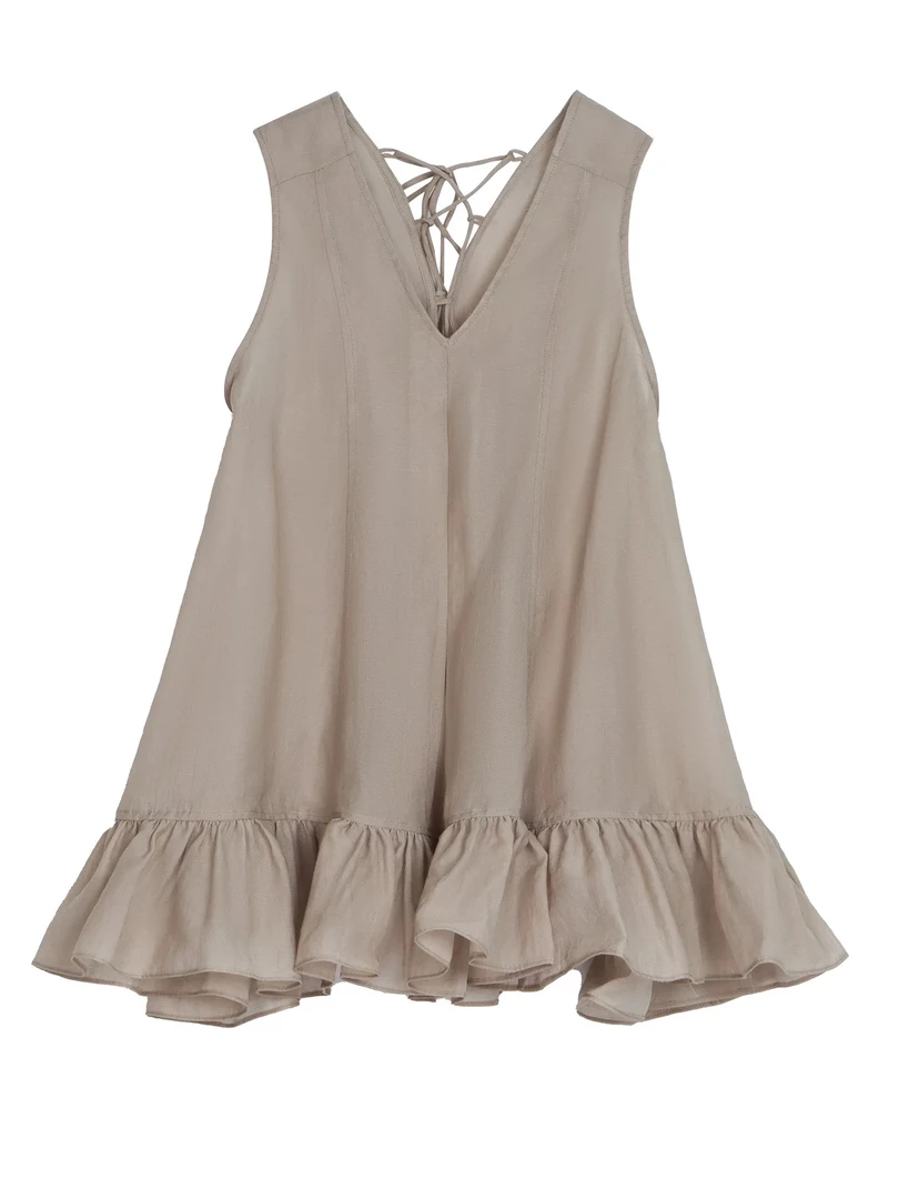 【爆品】一川设计师亚麻混纺无袖背心女25SS夏季新款V领娃娃款上衣