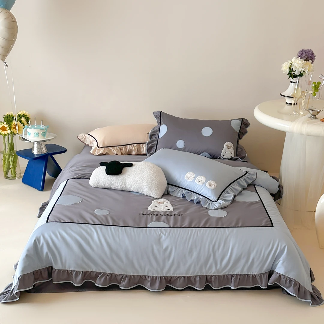 BK-[YANG]100S全面长绒棉卡通四件套可爱简约小清新柔软贴服