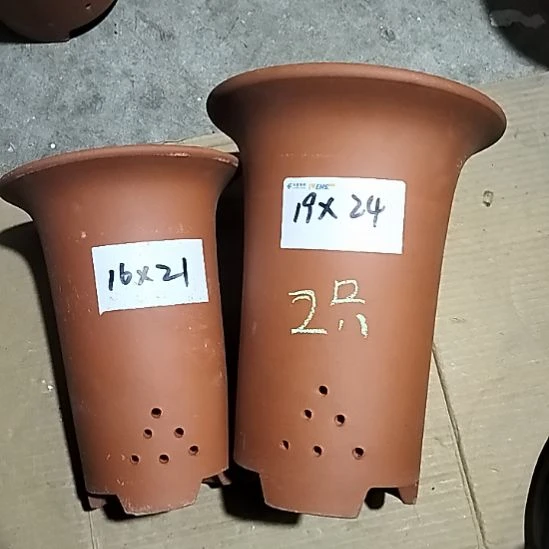 紫砂红泥兰花盆两个