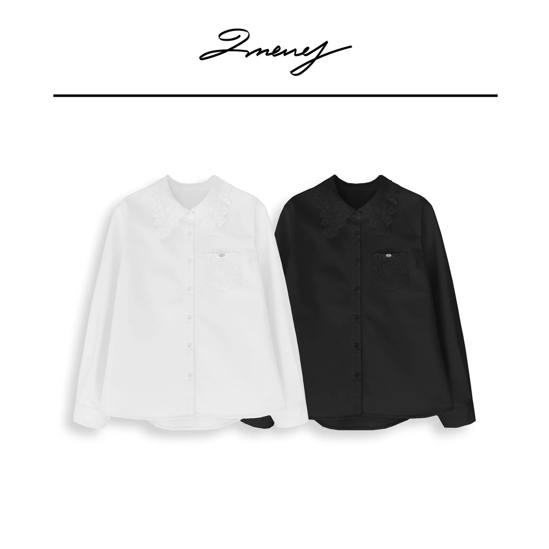 LMENY花影蕾丝~蕾丝领加绒时尚百搭长袖衬衫24DC019