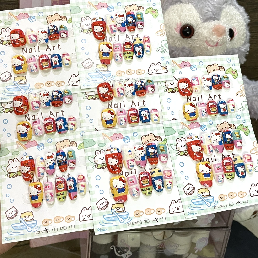 草莓kitty-转印贴纸纯手工穿戴甲